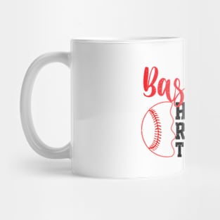 Hit Hard Run Fast Turn Left Retro Baseball Mug